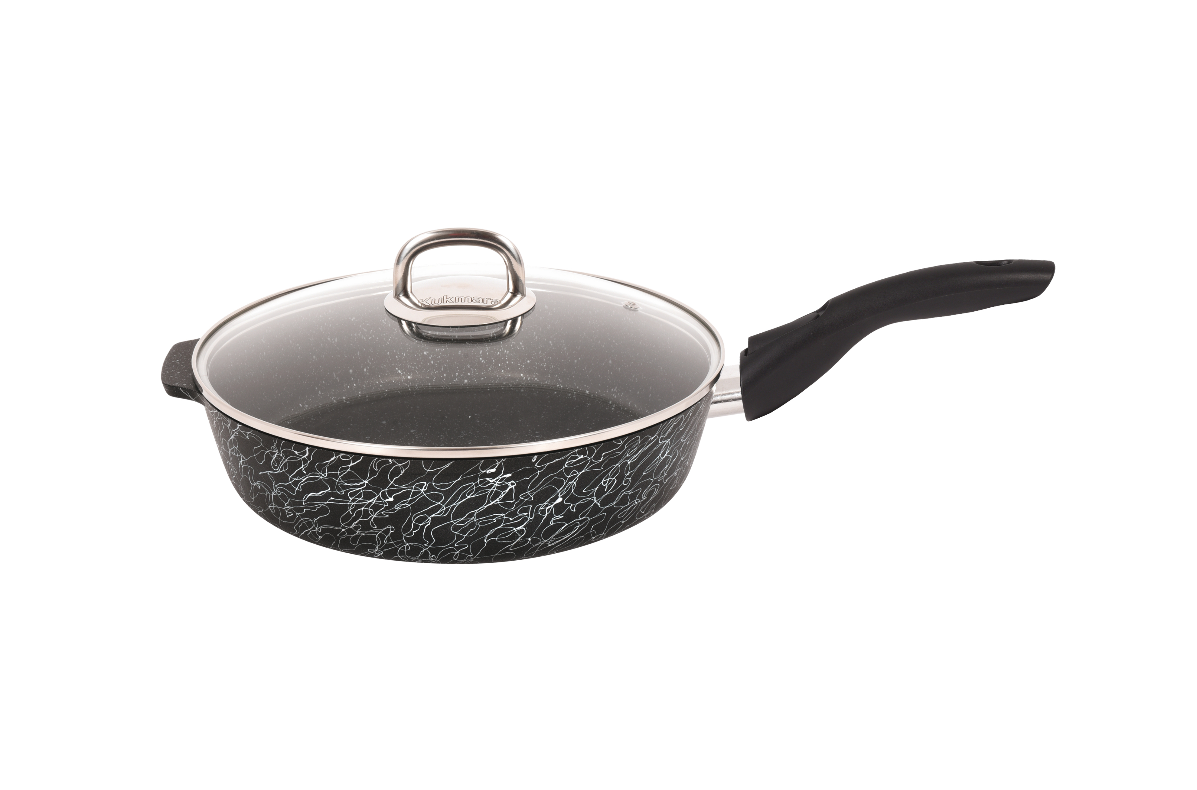 сгчс262а Сковорода 26 см со съёмной ручкой, со стеклянной крышкой Грация (черный серебро) 1 