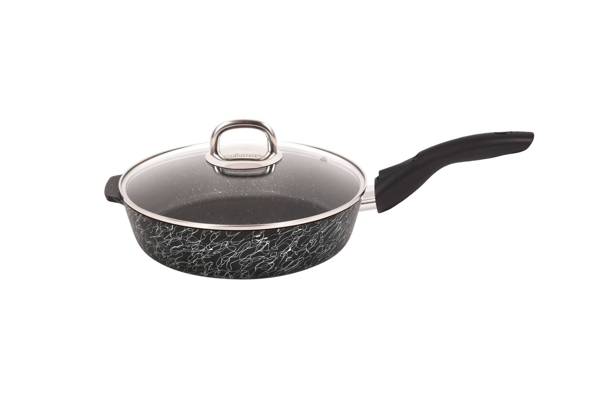 сгчс222а Сковорода 22 см со съёмной ручкой, со стеклянной крышкой Грация (черный серебро) 1 